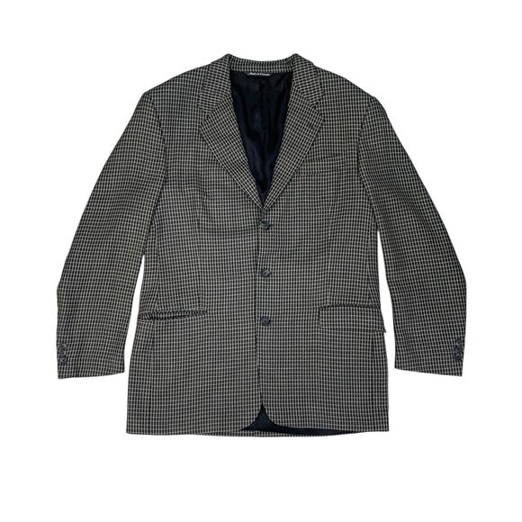 Vintage Jack Victor Blazer Mens 42 Cream Black Wool 3 Button Single Breasted - Picture 1 of 14